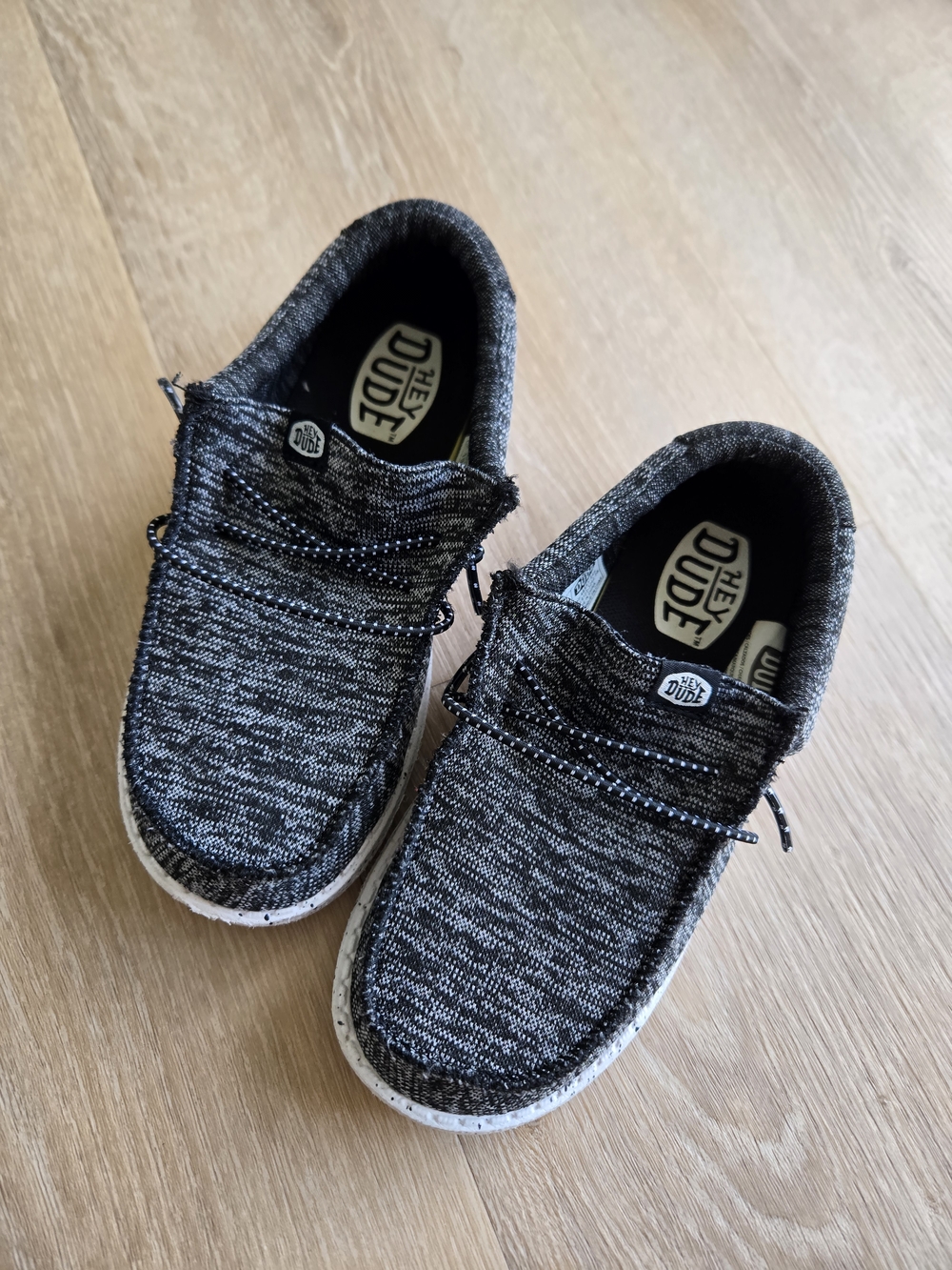 Hey Dude Kids Wally Jr. Slip-On Sneakers in Black Heather - Picture 2 of 6